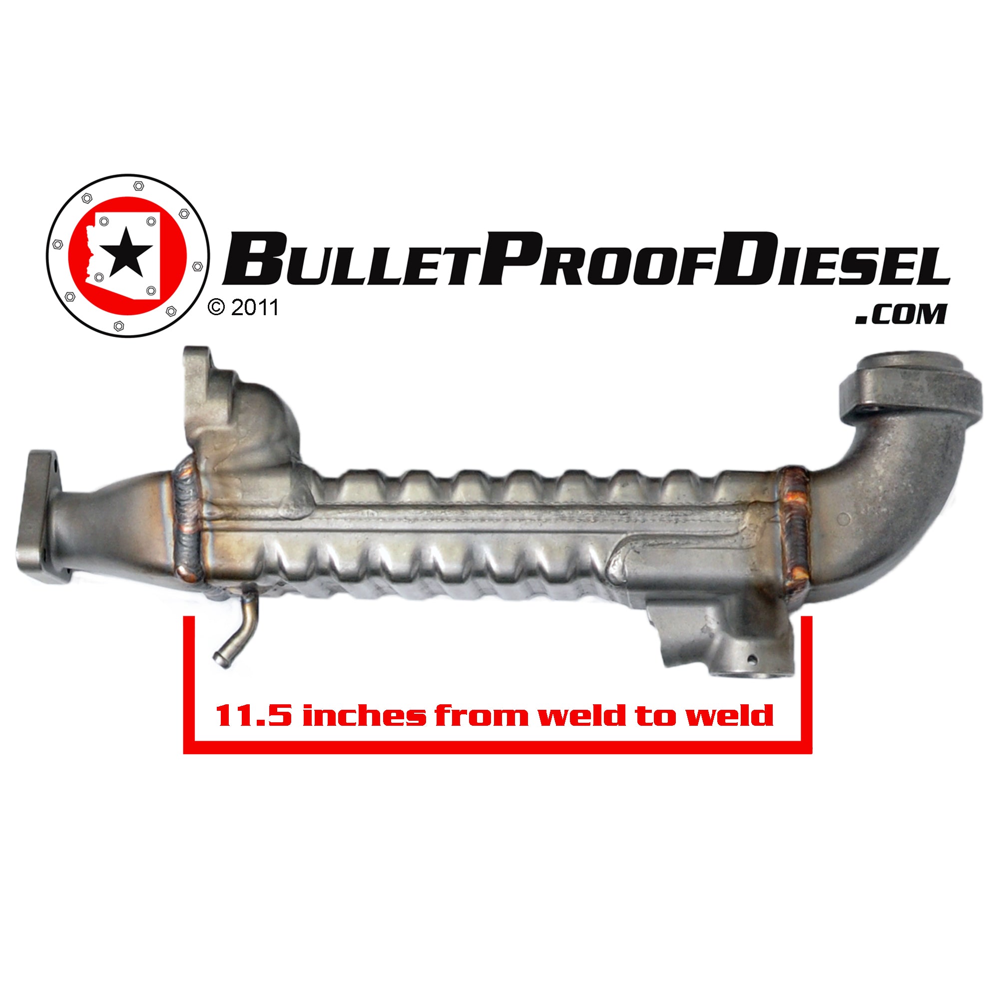 BulletProof EGR Cooler, Upgraded, 2004-2006 International DT466, DT570, HT570 11.5" Length