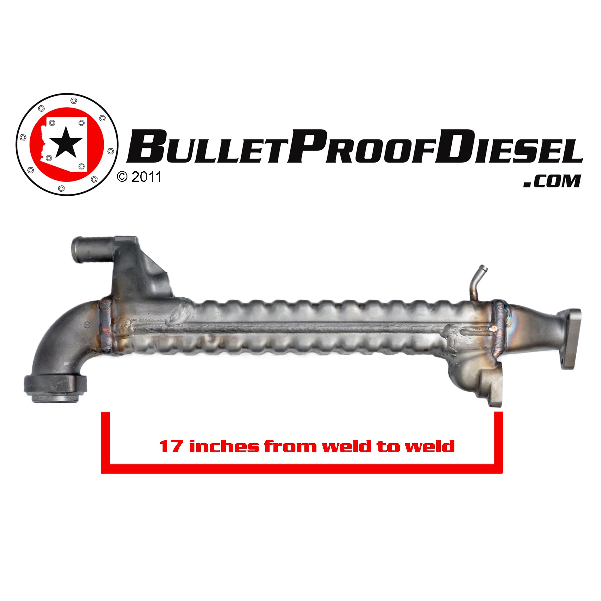 BulletProof EGR Cooler, Upgraded, International DT466, HT570, DT570 17" Length