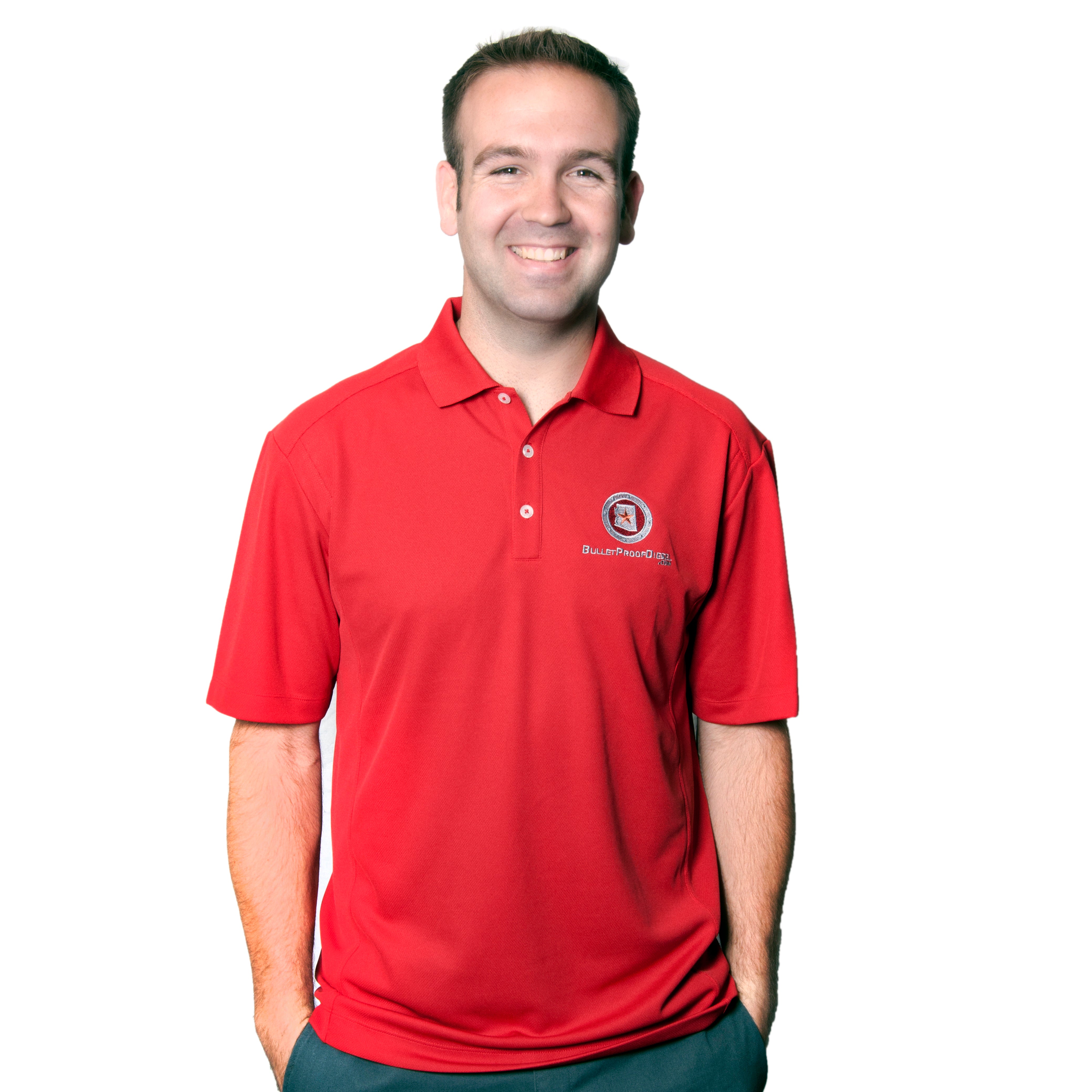 Red Nike Dri-Fit Polo with Bullet Proof Diesel Embellishment - Small, Medium, Large, X-Large, XX-Large