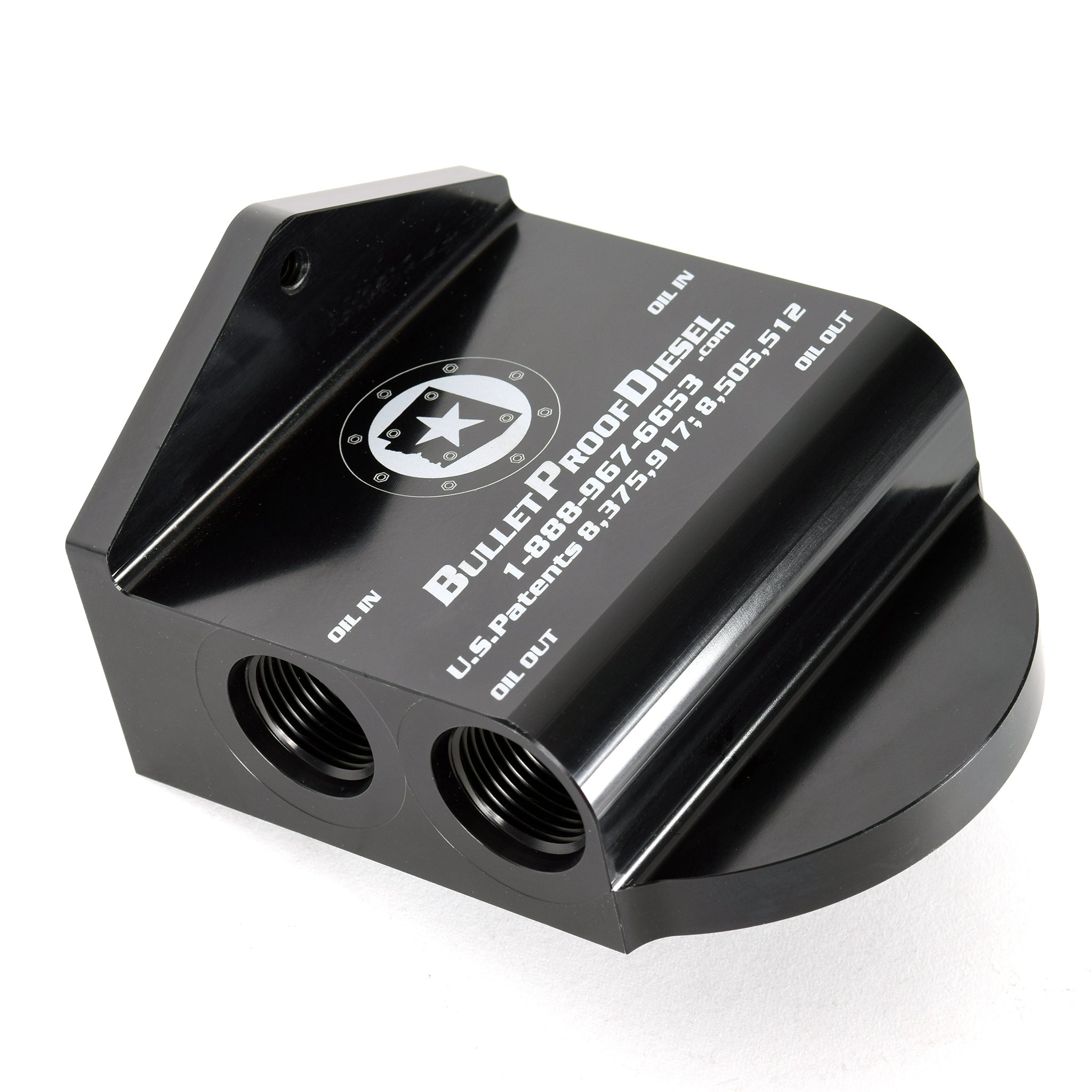 Oil Filter Adapter; Black Anodized, Ford 6.0L