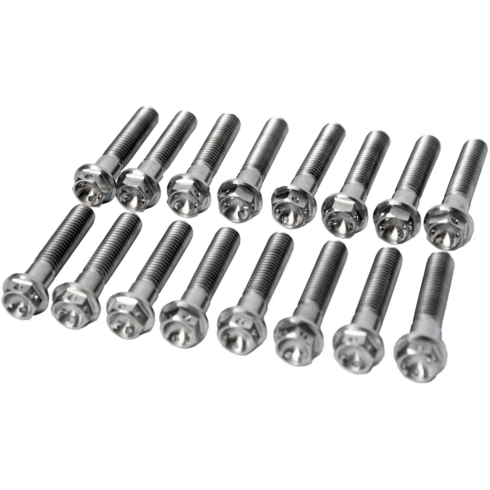 Titanium Exhaust Manifold Bolts, Cross-Drilled, Ford 6.0L, Pack of 16