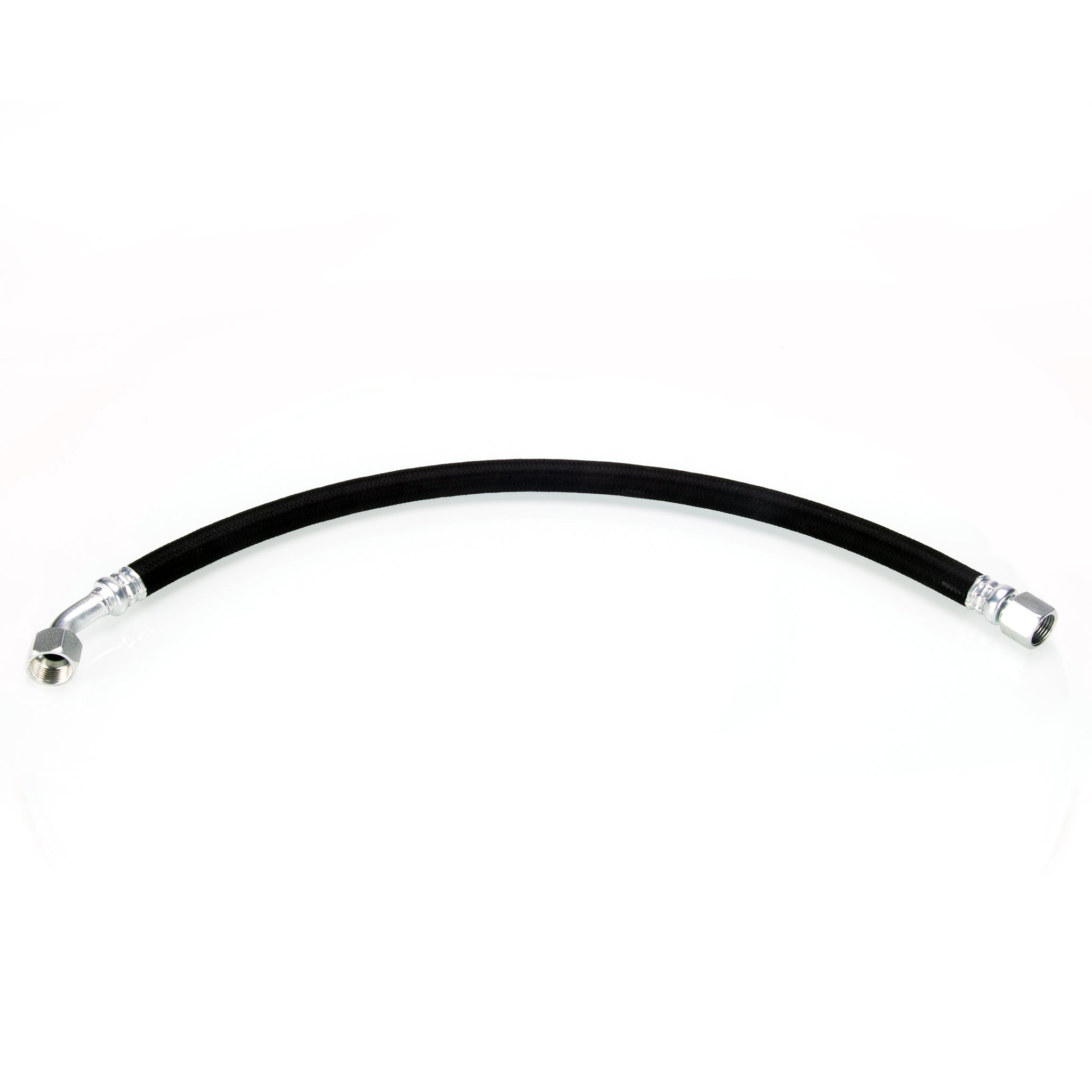 Hose, 51 Inch, Crimped On Steel Fittings, 45 degree to Straight