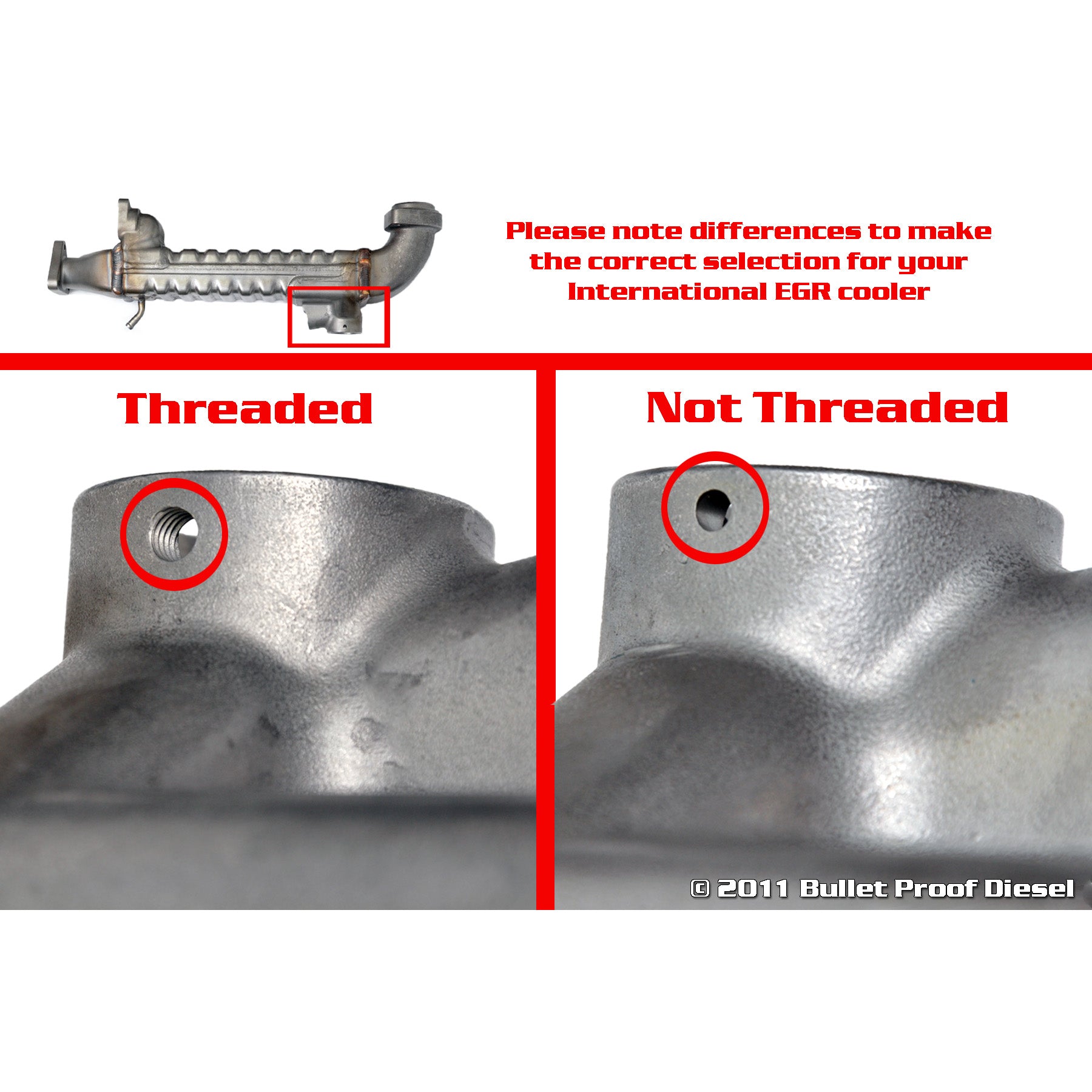BulletProof EGR Cooler, Upgraded, 2004-2006 International DT466, DT570, HT570 11.5" Length