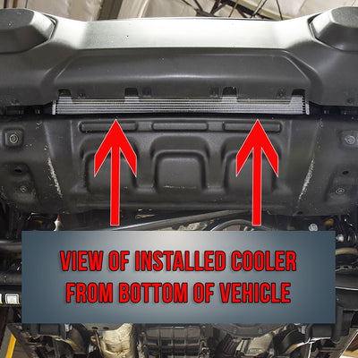 View of JEEP Eco Diesel supplemental cooler installed. 