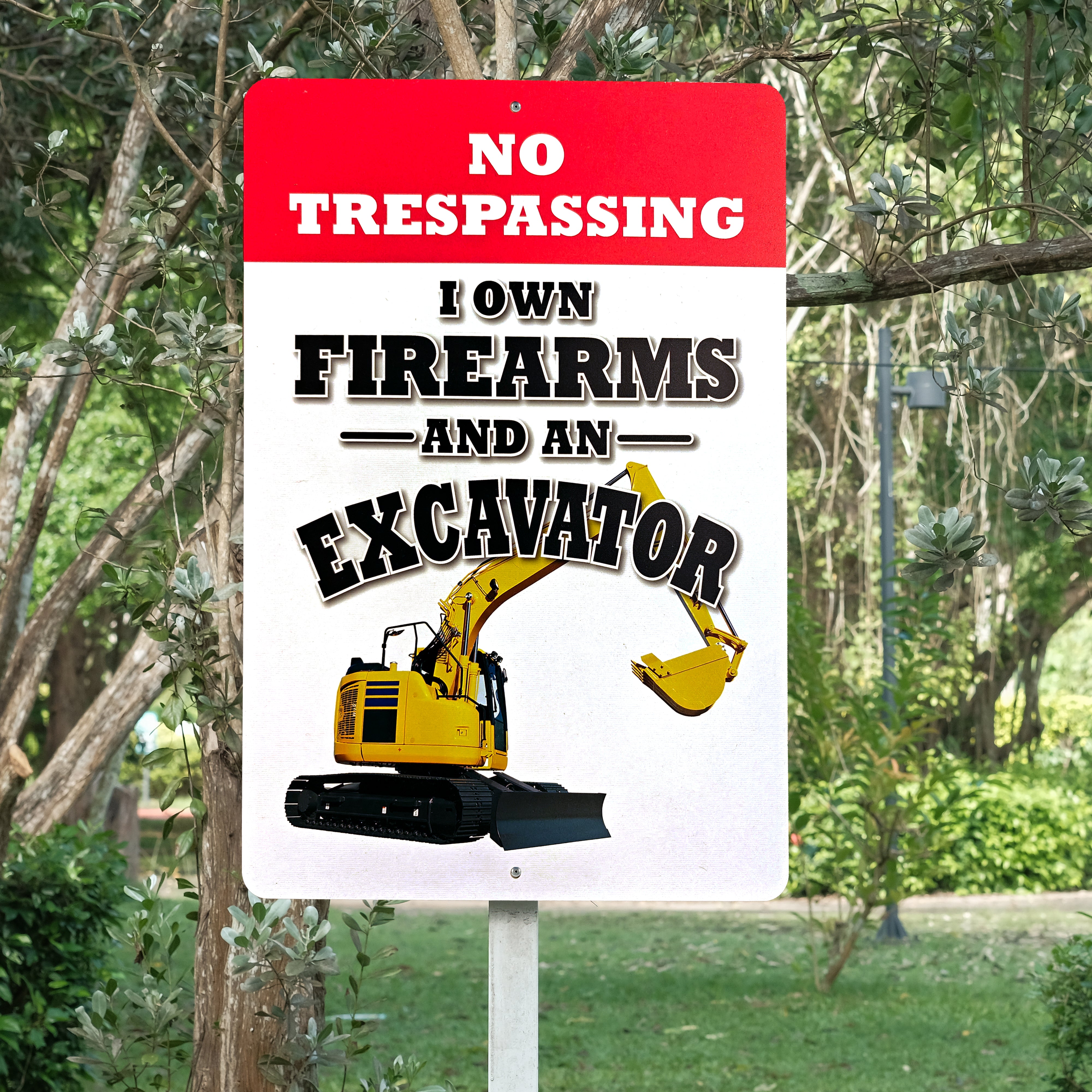 No Trespassing Sign - Excavator