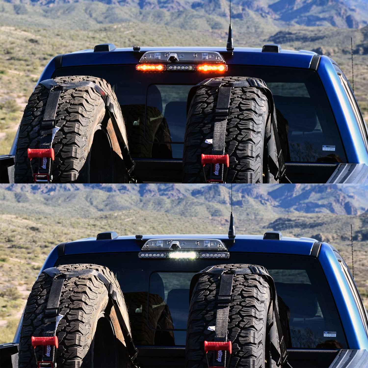 Third Brake Light DUAL Antenna Mount - 2017-2025 Ford Raptor - With Tomar LED Lights