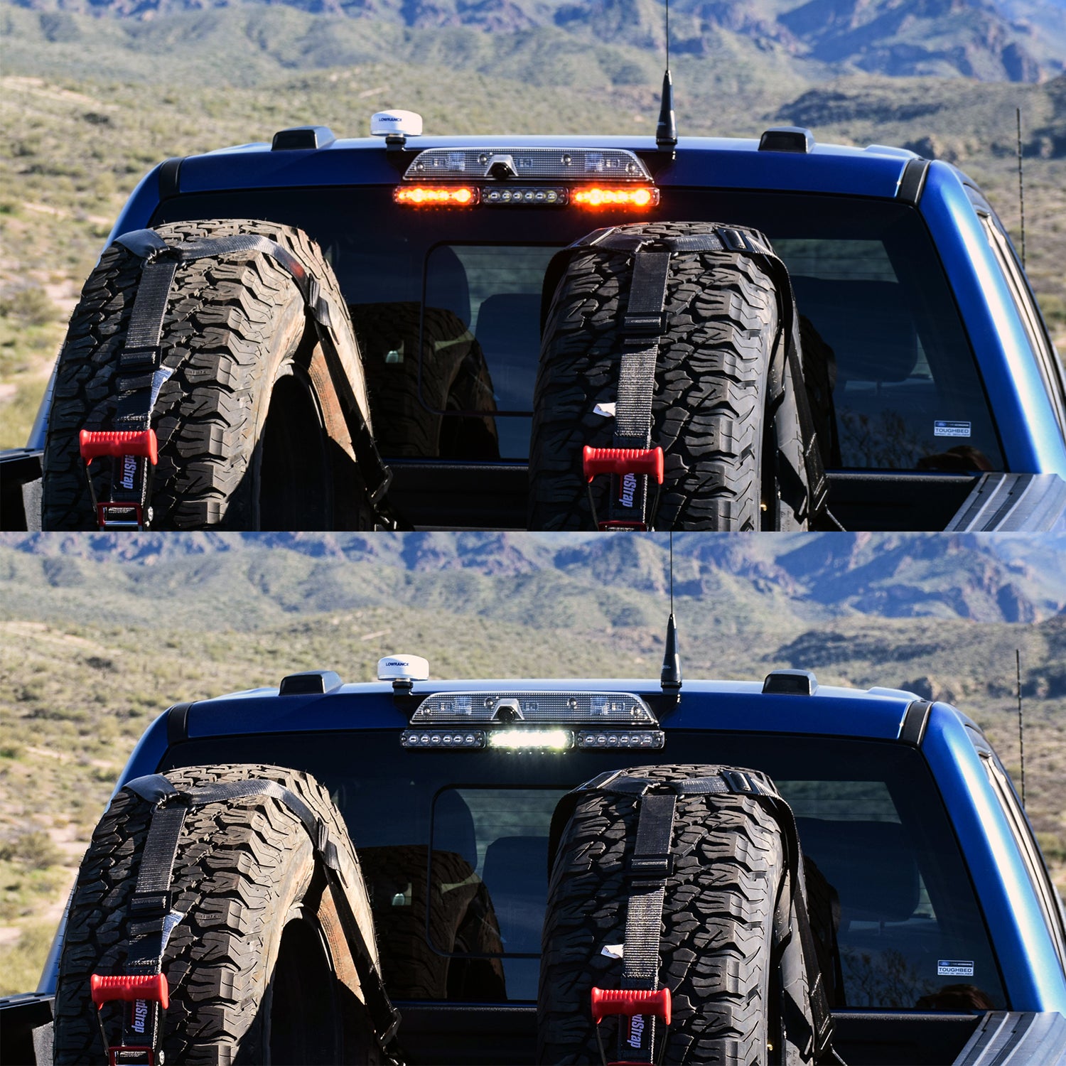 Third Brake Light DUAL Antenna Mount - 2017-2024 Ford Raptor - With Tomar LED Lights
